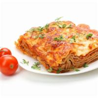 Lasagna Classico · Beef, Tomato, Mozzarella over layers of tender Pasta, topped with Marinara sauce and baked w...