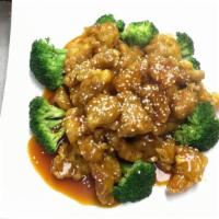 Sesame Chicken · Served with white rice or fried rice and egg roll.