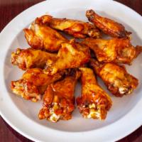 Chicken Wings · Sauces: plain, hot, medium, honey BBQ, teriyaki, garlic parmesan, lemon pepper.