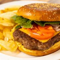 Classic Cheeseburger · 1/4 lb. beef patty, cheese, lettuce, onion, tomato and American cheese.