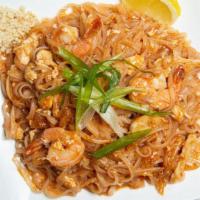 L401 Pad Thai Noodle (Gf)(Pn) · Stir-fried rice noodles with shrimps, egg, green onions, bean sprouts, and crushed roasted p...