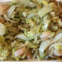 Shrimp Chow Mein Combo Plate · Chinese cabbage leaves,onions,carrot,bean sprout,celery&shrimp in white sauce.(w.Crispy Nood...