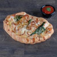 Margherita Calzone · Fresh mozzarella with fresh basil, drizzled with extra virgin olive oil. Parmesan with basil...