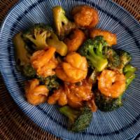 Shrimp With Broccoli (Entree) · Jumbo shrimp, broccoli, cook with brown sauce.
Served with rice only.