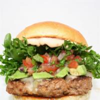 Mexican Chorizo · A patty made with a blend of angus ground chuck and spicy Mexican pork chorizo. Topped with ...