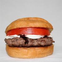 Goat Cheeseburger · Topped with fresh goat cheese or blue cheese, tomato & balsamic reduction