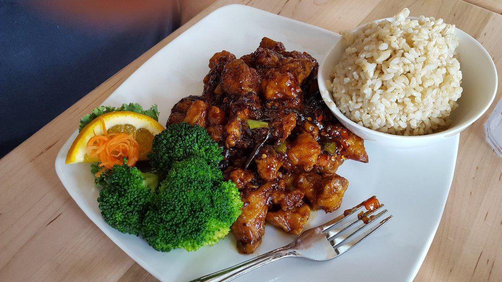 General Tso'S Chicken · Crispy chicken breast pieces, pineapple, and bell peppers in our classic General Tso’s sauce served with steamed broccoli