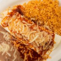 Chicken Burrito · Order of two with rice and beans.