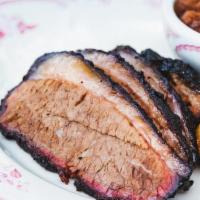 Brisket - Small · Texas style sliced USDA Prime Beef Brisket.  Your choice of Moist, Lean or Mixed