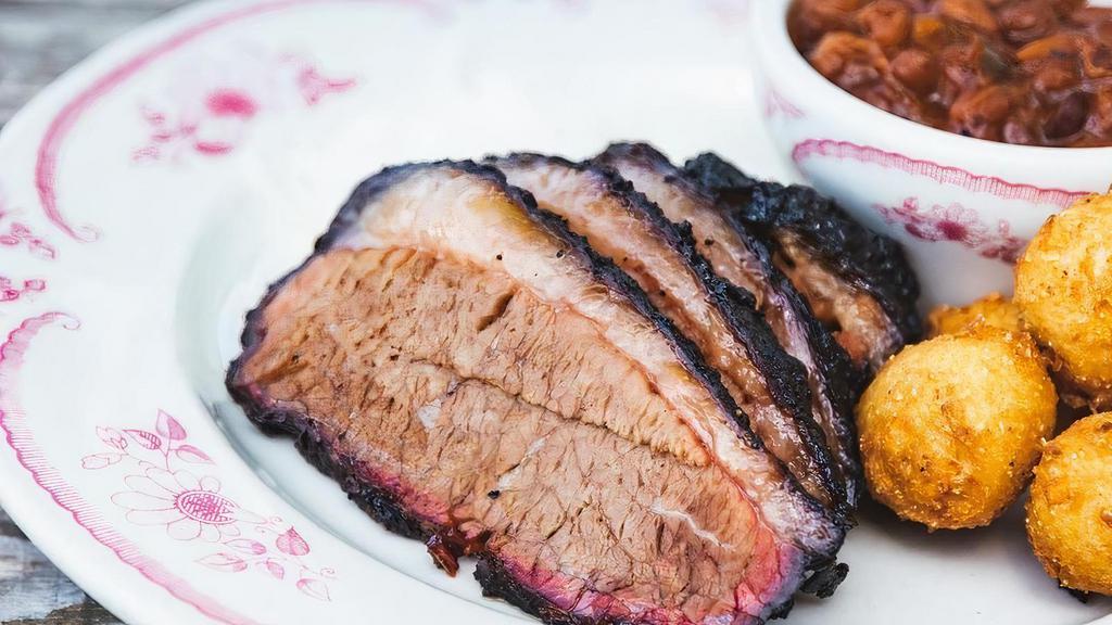 Brisket - Small · Texas style sliced USDA Prime Beef Brisket.  Your choice of Moist, Lean or Mixed