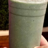 Power Green Smoothie · Spinach, almond milk, banana, strawberry, pineapple, pea protein, peanut butter powder, turm...