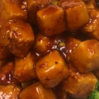 General Tso’S Bean Curd · Lightly batter tofu , cook in sweet and spicy sauce . Served with fresh steam broccoli.