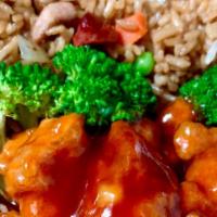 General Tso'S Chicken(C) · Hot & Spicy Can be Adjusted To According to Your Taste. Served with pork fried rice and egg ...