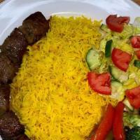 Beef Kebab · 1 pound of grilled beef most served with rice and salad.