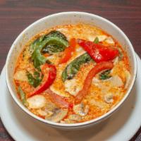 Red Curry · Red bell pepper, mushroom, bamboo shoots, basil, and coconut milk.