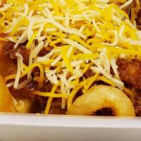 Chili Cheese Fries · Fresh Cut Fries with Chili and Melted Cheddar Cheese.