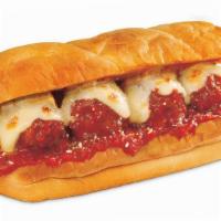 Meatball Marinara · Toasted bread with meatballs topped with marinara sauce and provolone cheese. Served on toas...