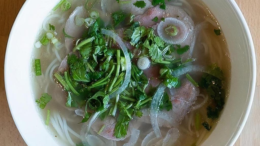 Pho Eye Round · Thin pho (rice) noodle with beef broth. Serve with sliced eye round steak