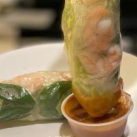 Summer Roll (2) · Shrimp, lettuce, cucumber, carrots, basil leaves, in rice paper served with peanut sauce.