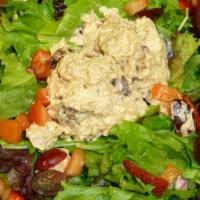 Hey! There'S Chicken Salad On My Salad! · 2 big ole scoops of our delicious chicken salad (the good kind with dried cherries, pecans a...