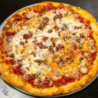 Meat Lovers · Ground beef, ham, Italian sausage, pepperoni, extra cheese.