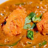 Tikka Masala (Gf) · Gluten-free. Spicy. Everyone's favorite. Delicate tomatoes and cream sauce, slicde peppers a...