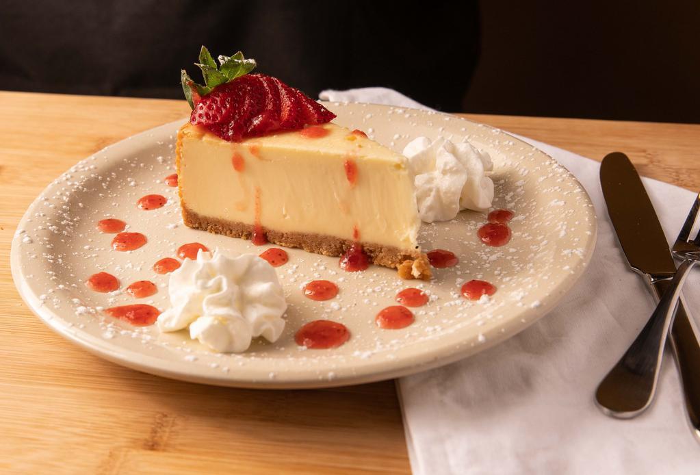 Ny Cheese Cake · Original cheese cake with fresh berries, wild berry glaze topped with whipped cream.