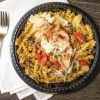 Parmesan Vegetable Pesto Pasta · New. Rotini Pasta Tossed with Broccoli, Mushrooms, Zucchini,Tomatoes, Onions & Peppers. Topp...