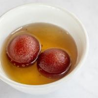 Gulab Jamun (Warm) · Floured-milk balls served in rose flavored sugar syrup and a touch of cardamom