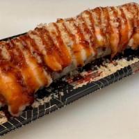 Crunch Munch Roll · Cream cheese spicy crab, topped with cooked shrimp, crunch, eel sauce.
