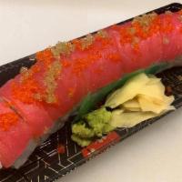 Vip Roll · Spicy tuna, avocado topped with tuna & tobiko.