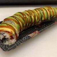 Dragon Roll · Eel, cucumber topped with avocado & eel sauce.