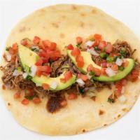 #8 Lunch Taco · house smoked brisket, avocado, and pico de gallo