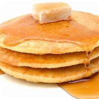 3 Buttermilk Scratch Pancakes With Butter & Syrup · 