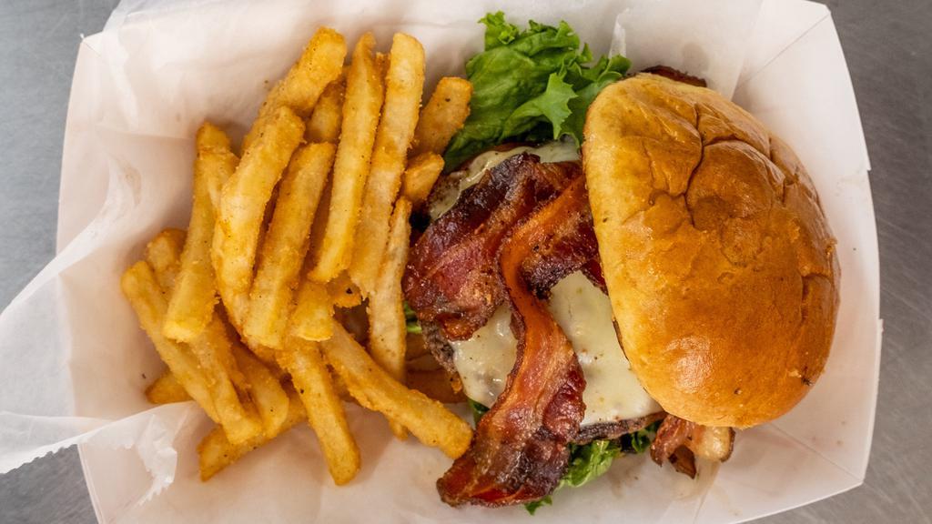 Blackened Burger Or (Chicken) Sandwich · Chipotle mayo, bacon, pepper jack, L.T.O.