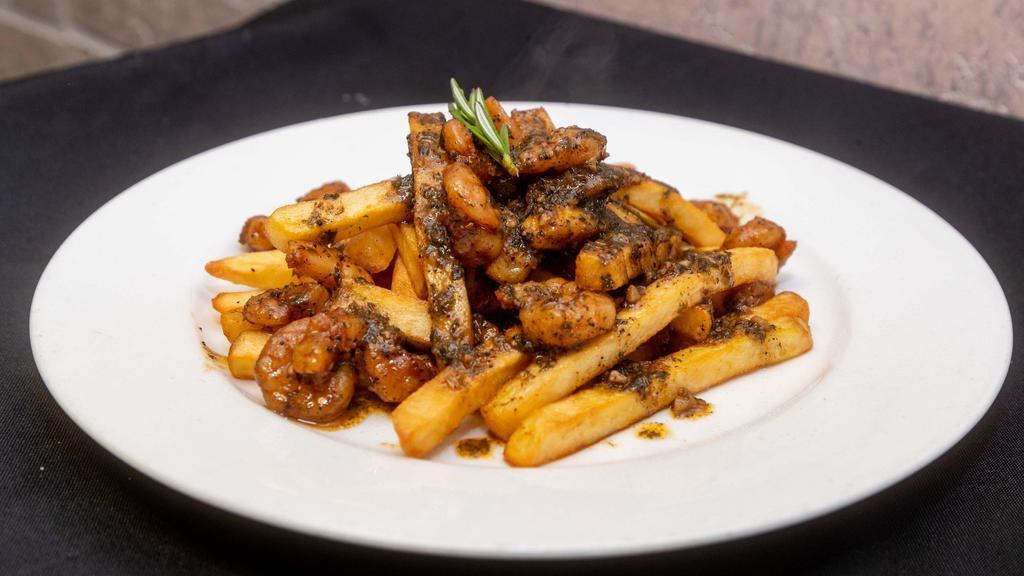 Bbq Shrimp Fries · New Orleans style BBQ shrimp and served over fries.