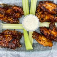 Our Famous Roasted Wings · With your choice of spicy ranch or bleu cheese dressing.