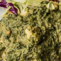 Spinach & Cottage Cheese Curry · Creamy spinach sauce with Indian cottage cheese cooked with Indian spices.