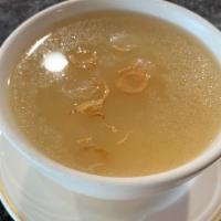 Rice Soup · A traditional rice soup packed with delicious flavors of fried shallots, celery, and onion.