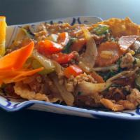 Fried Catfish Fillets · Served topped off with your choice of one of the following: 1. Fresh Ginger Stir Fry - with ...