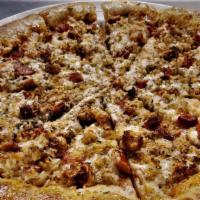 Boudin Pizza (14 Inch) · Boudin on top of either our homemade red sauce or Remoulade sauce.