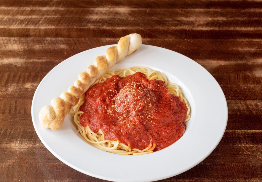 Spaghetti With Meatball · With meatball or meat sauce and garlic stick.