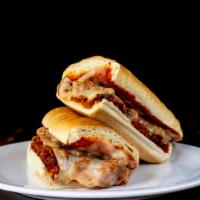Meatball Sub · Homemade meatballs served hot with melted mozzarella cheese on toasted bread.