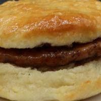 Sausage Biscuit · Artisan  biscuit from the scratch with a Brightleaf sausage