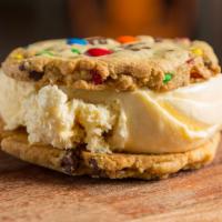 Ice Cream Cookie Sandwich · House made cookies with your choice of ice cream.