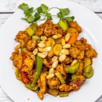Kung Pao Style · Spicy. Diced celery, carrot, water chestnut, bell pepper, baby corn and crispy white meat ch...