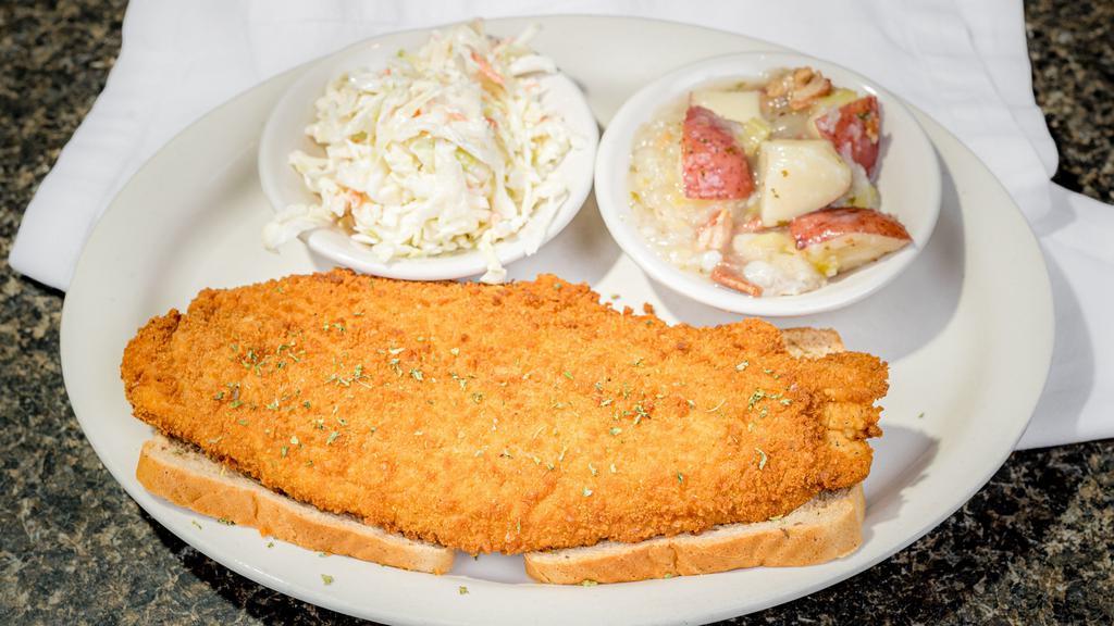 Fried Catfish · A 7 oz portion fried to perfection, served with two sides