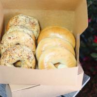 Big Box Bagels · 15 assorted bagels with sides of cream cheese.