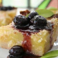 Lemon Bar W/ Blueberry Compote · house made blueberry compote