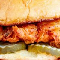 Chicken Sandwich · Fried chicken breast, dill pickles, mayo